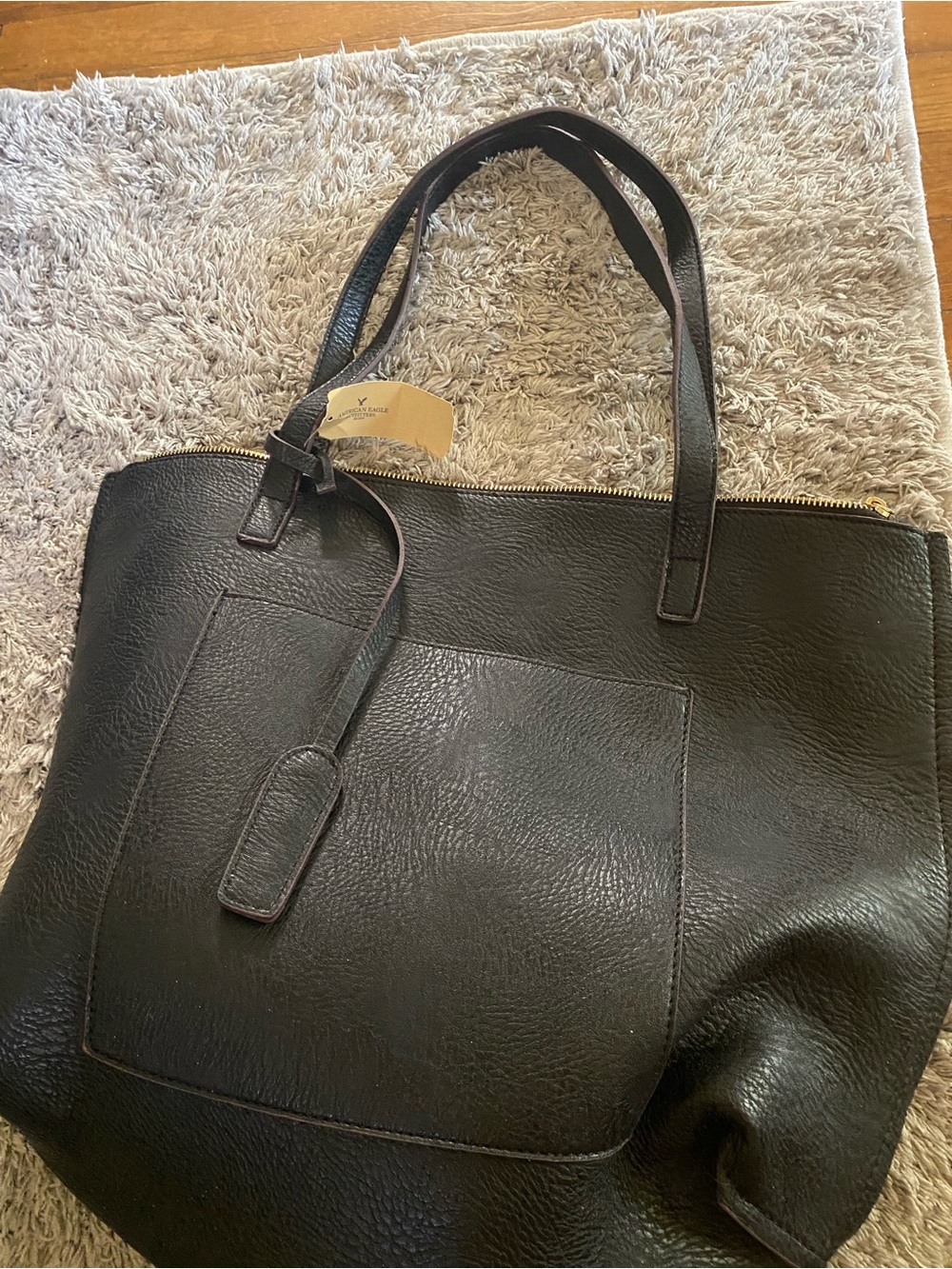Street Level Black Leather Tote Bag